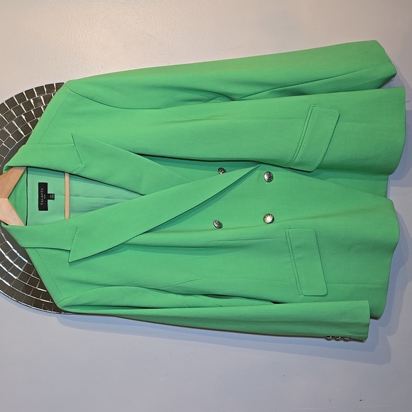 Talbots Viscose Tailored Stretch Double Breast Kelly Green Crest Button Blazer - Picture 5 of 17